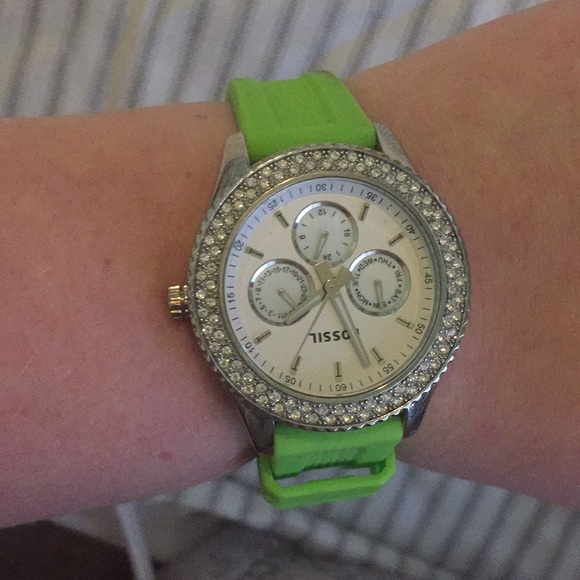 vibrant green fossil watch
